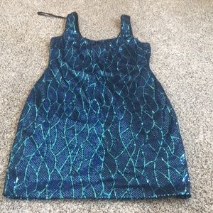 Turquoise and green sequins dress